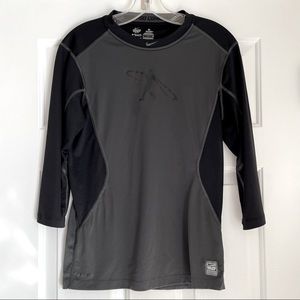 Nike Pro Combat Swingman Baseball Shirt Small Black Gray Grey MLB